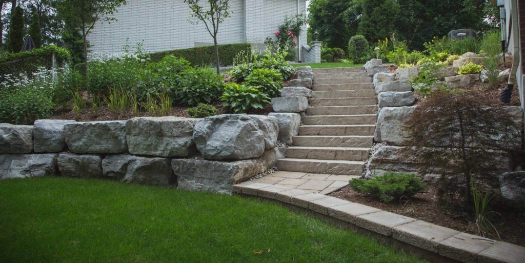 A series of steps using natural stone