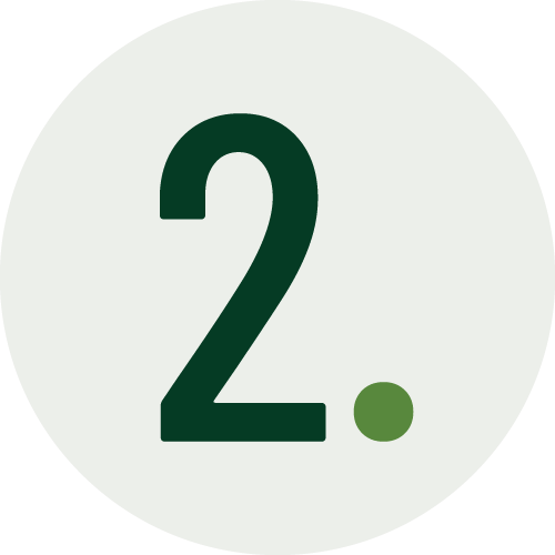 The image shows a large white circle with a green border, containing a bold number "2" in green, centered against an unadorned background.