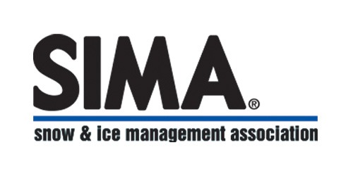 The image shows a logo that reads "SIMA" in bold black letters above the text "snow & ice management association" on a white background.